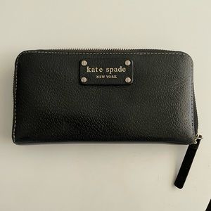 Kate Spade New York Black Leather Zip-Around Continental Wallet